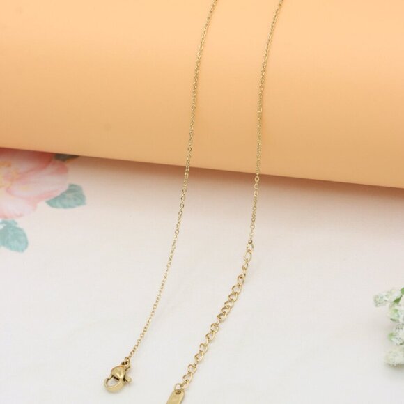 Red Heart Pendant Yellow Necklace with Elegant Gold Plated Chain, XPNL0377 - Picture 12 of 13